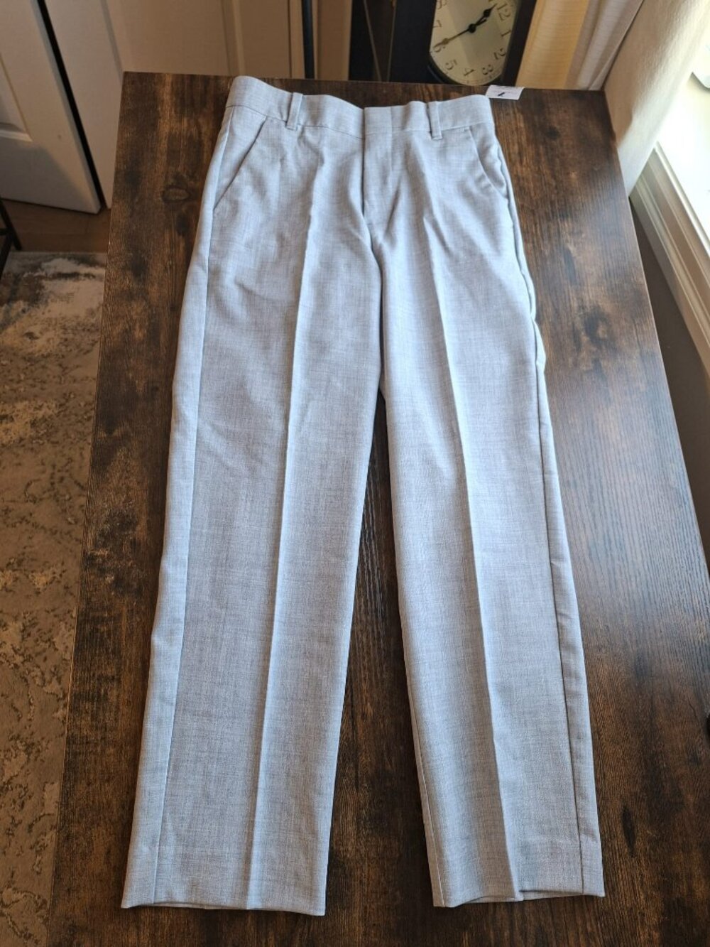 NWT Calvin Klein YouthSize 10 Slim Fit Suit Pants Silver Metal Gray Stretch Flat